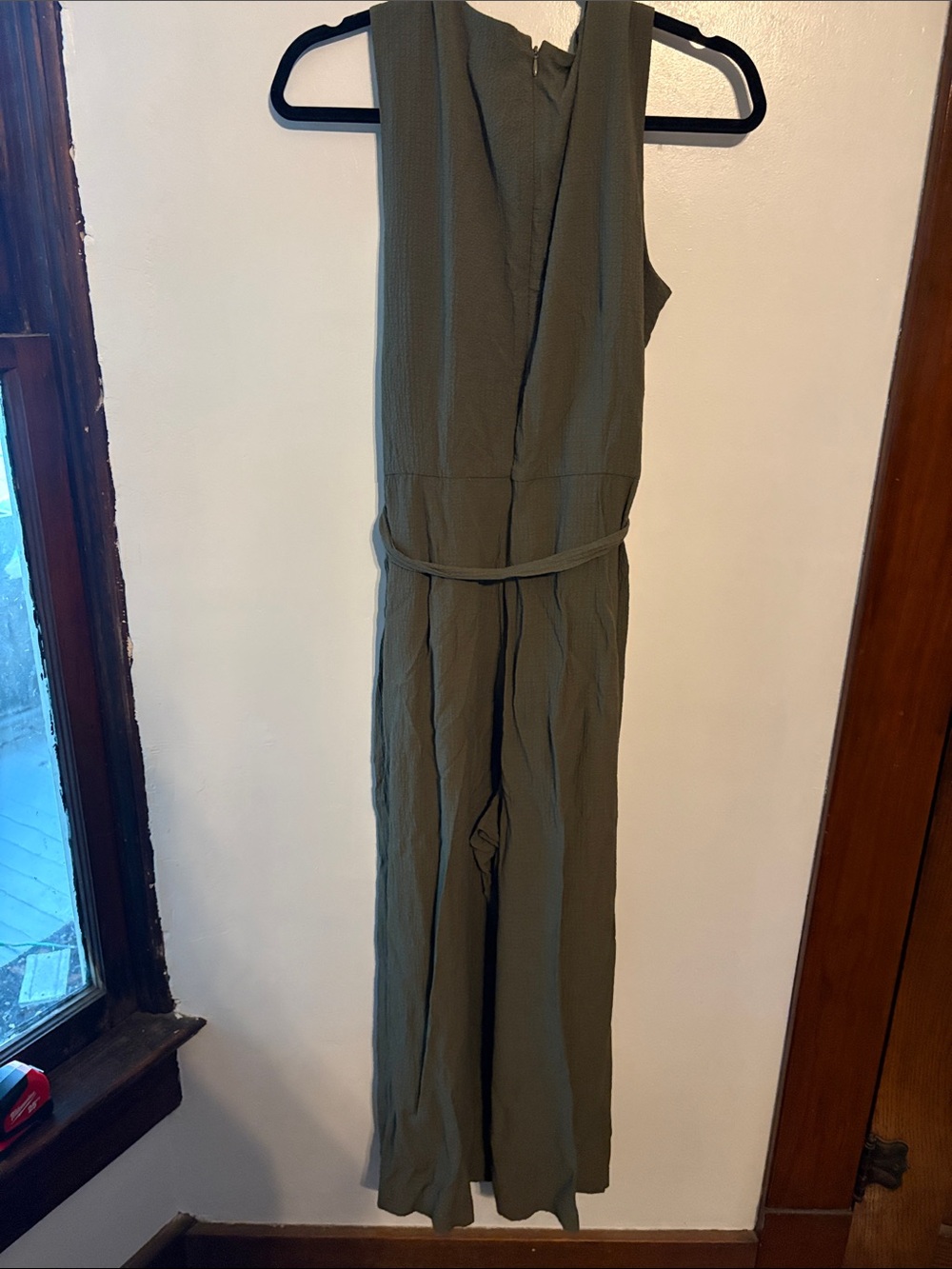 Calvin Klein Olive Green Sleeveless Jumpsuit with Tie Waist Size 12 - Picture 6 of 6